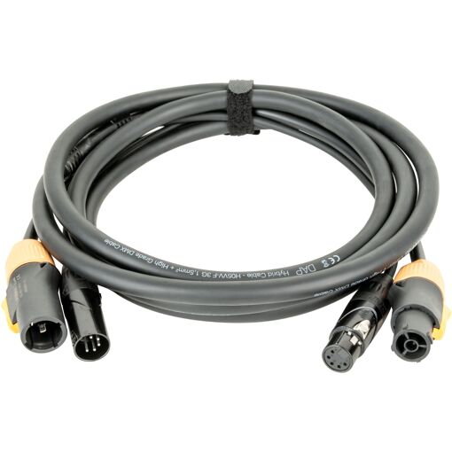 Câble hybride Dap Audio 3 m d'alimentation/DMX Pro Vrai et XLR 5 broches