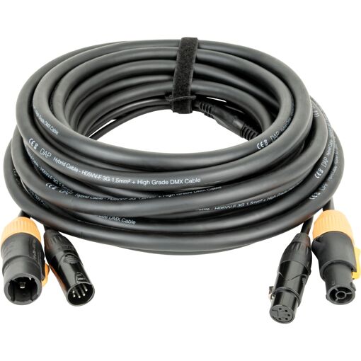 Câble hybride Dap Audio 10m d'alimentation/DMX Pro Vrai et XLR 5 broches
