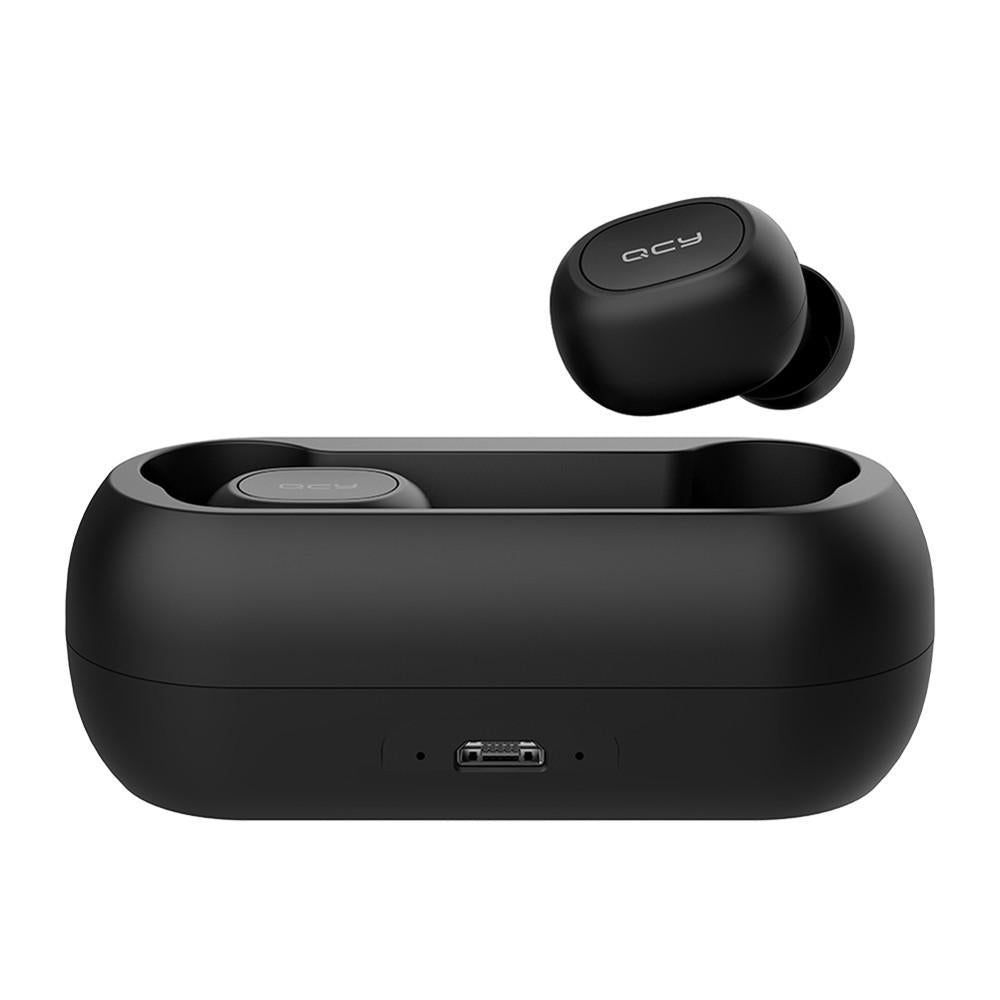 Wireless BT Headphones with Microphone and Charging Case, Black