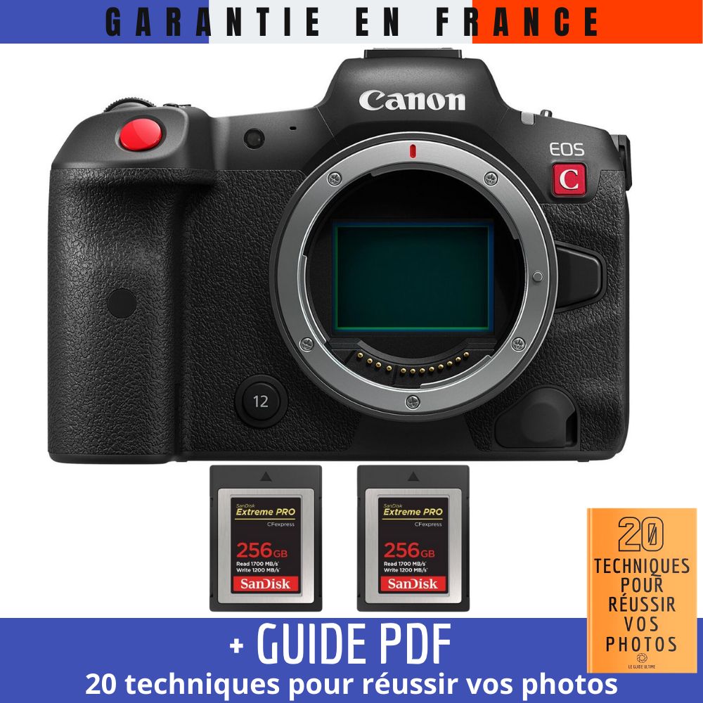 Canon EOS R5 C Nu + 2 tarjetas SanDisk 256GB Extreme PRO CFexpress Tipo B + Guía PDF '20 técnicas para conseguir buenas fotos'