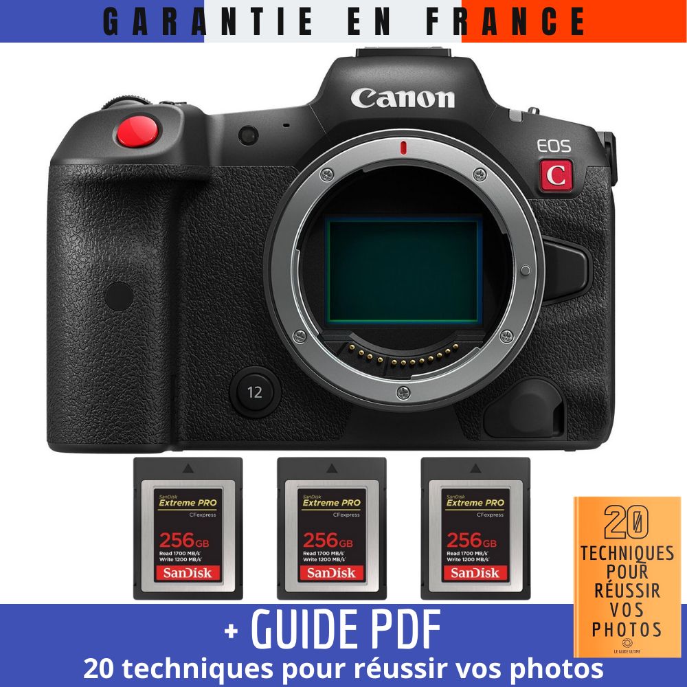 Canon EOS R5 C Nu + 3 SanDisk 256GB Extreme PRO CFexpress Tipo B + Guía PDF '20 TÉCNICAS PARA CONSEGUIR FOTOS EXCELENTES