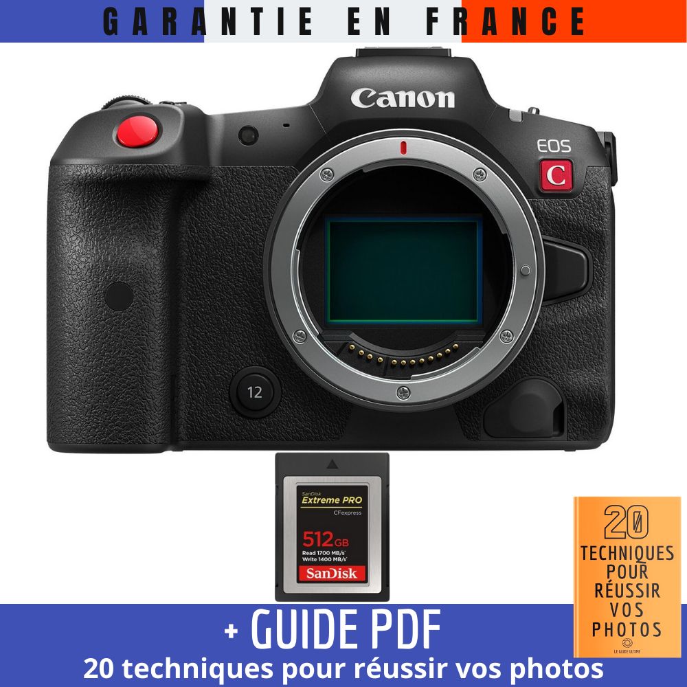 Canon EOS R5 C Nu + 1 SanDisk 512GB Extreme PRO CFexpress Tipo B + Guía PDF '20 TÉCNICAS PARA CONSEGUIR FOTOS EXITOSAS