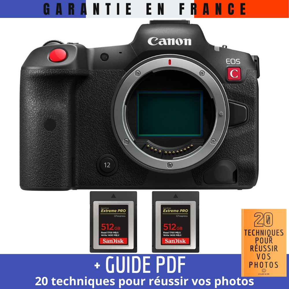 Canon EOS R5 C Nu + 2 tarjetas SanDisk 512GB Extreme PRO CFexpress Tipo B + Guía PDF '20 TÉCNICAS PARA CONSEGUIR FOTOS EXCELENTES'