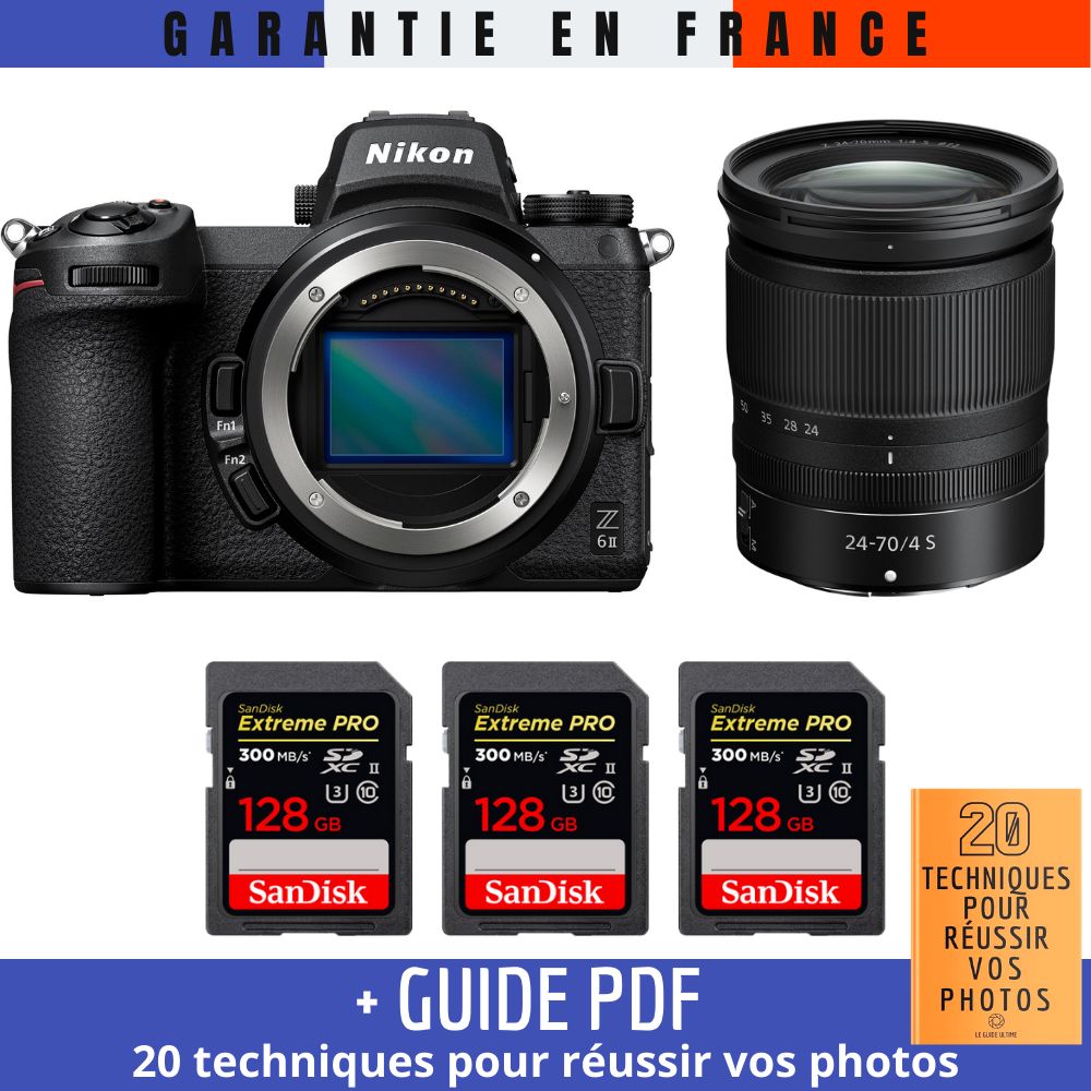 Nikon Z6 II Mirrorless Camera + Z 24-70mm f/4 S Lens + 3 SanDisk 128GB Extreme PRO UHS-II SDXC Cards