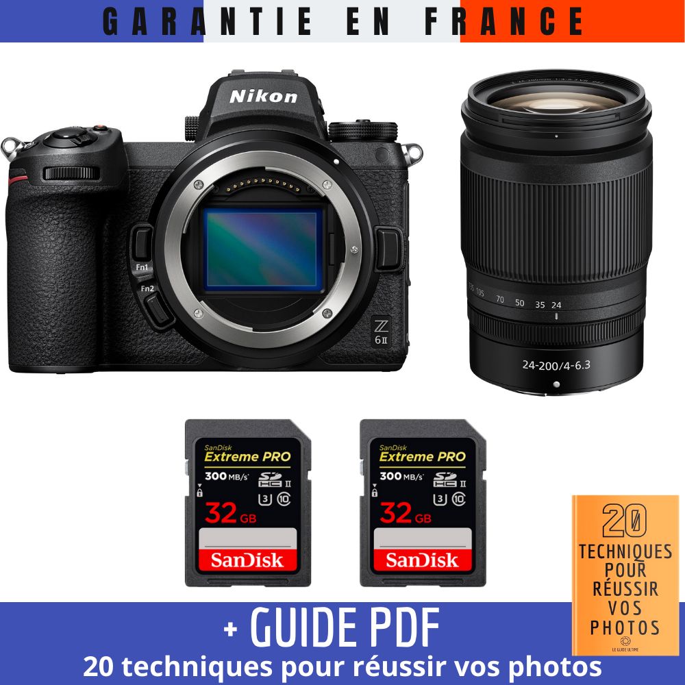Nikon Z6 II Mirrorless Camera + Z 24-200mm f/4-6.3 VR Lens + 2 SanDisk 32GB Extreme PRO UHS-II SDXC Cards