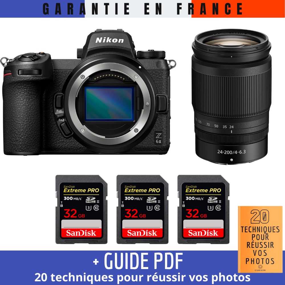 Nikon Z6 II Mirrorless Camera + Z 24-200mm f/4-6.3 VR Lens + 3 SanDisk 32GB Extreme PRO UHS-II SDXC Cards