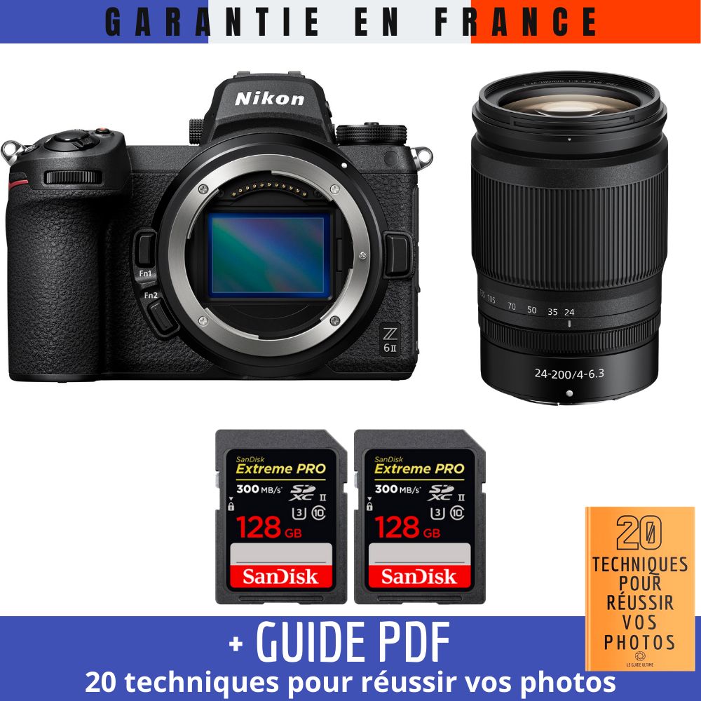Nikon Z6 II Mirrorless Camera + Z 24-200mm f/4-6.3 VR Lens + 2x 128GB SanDisk Extreme PRO UHS-II SDXC Cards