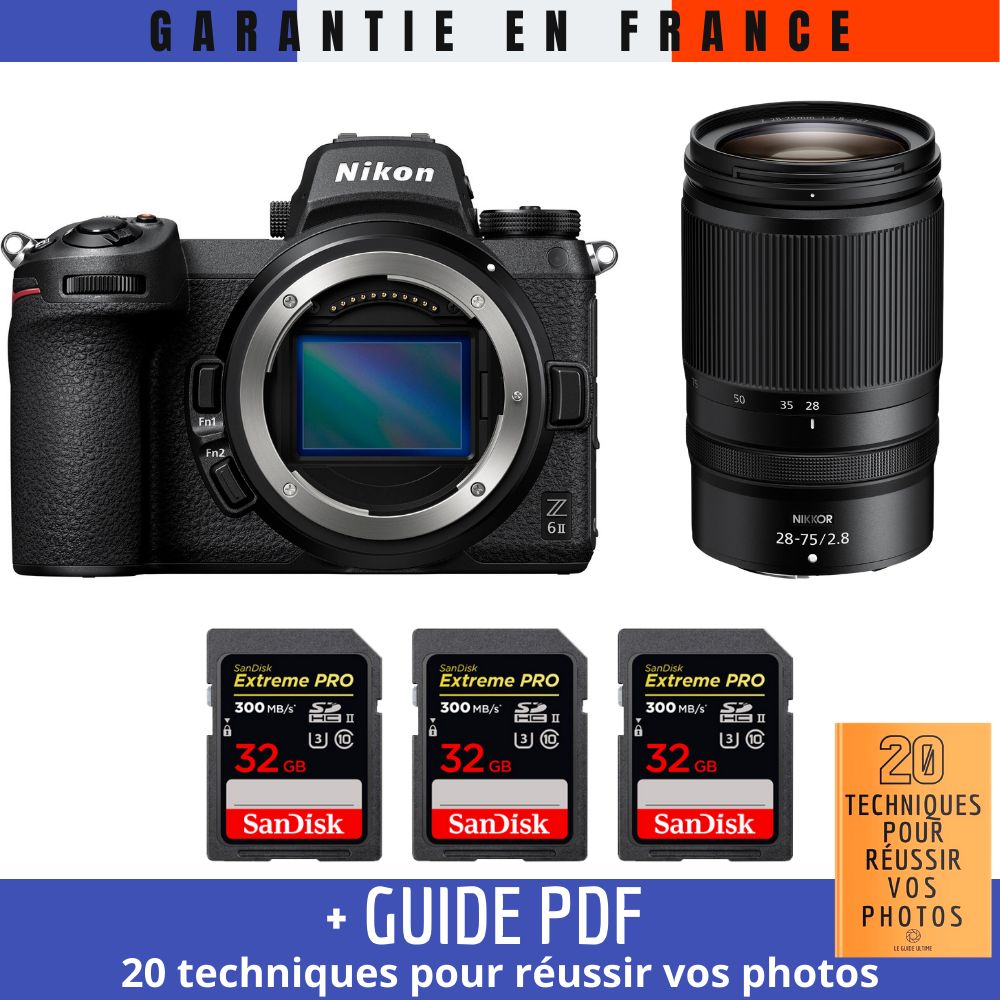 Nikon Z6 II Camera + Z 28-75mm f/2.8 Lens + 3 SanDisk 32GB Extreme PRO UHS-II SDXC Memory Cards + '20 TECHNIQUES FOR SUCCESSFUL PHOTOS' Guide