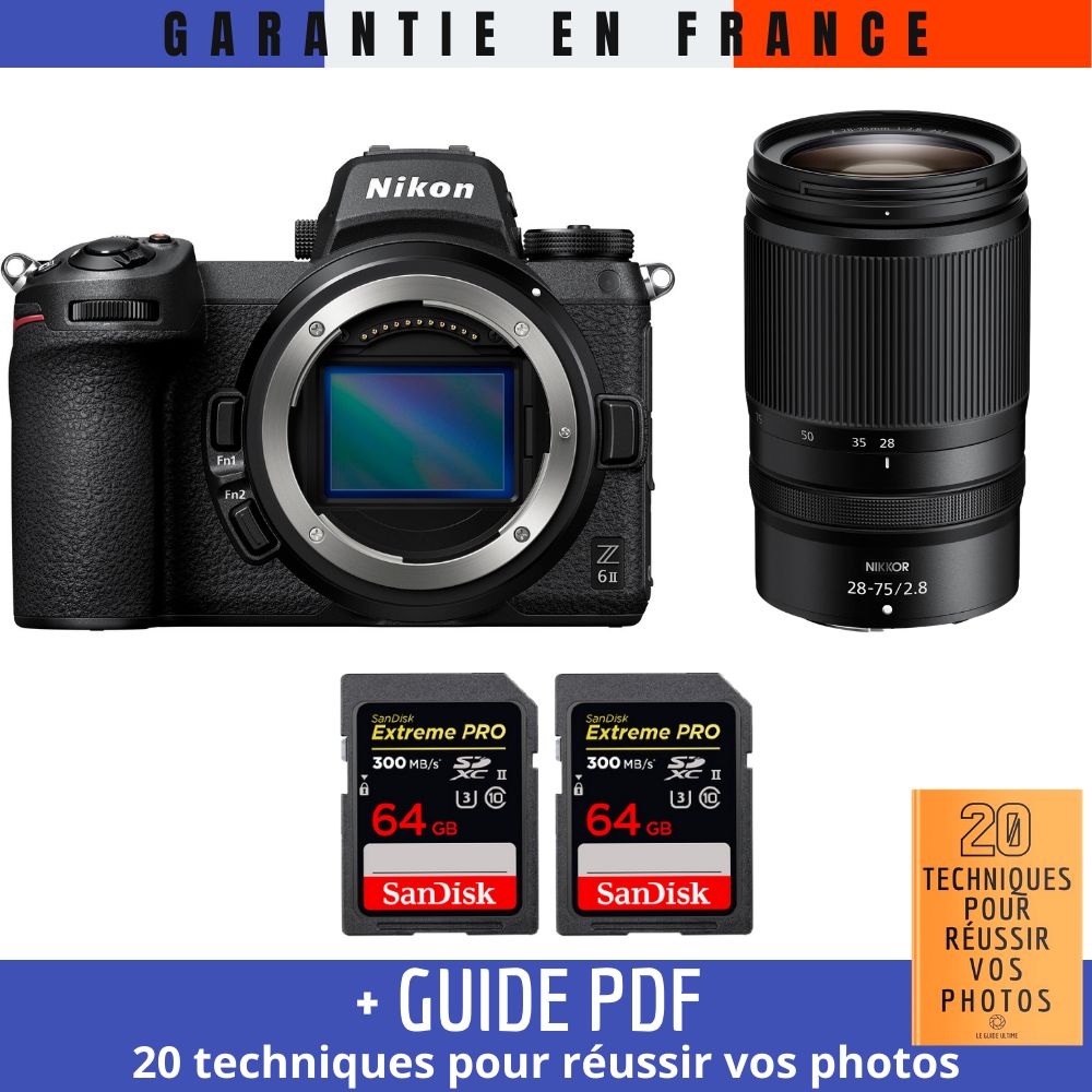 Nikon Z6 II Mirrorless Camera + Z 28-75mm f/2.8 Lens + 2x SanDisk 64GB Extreme PRO UHS-II SDXC Memory Cards