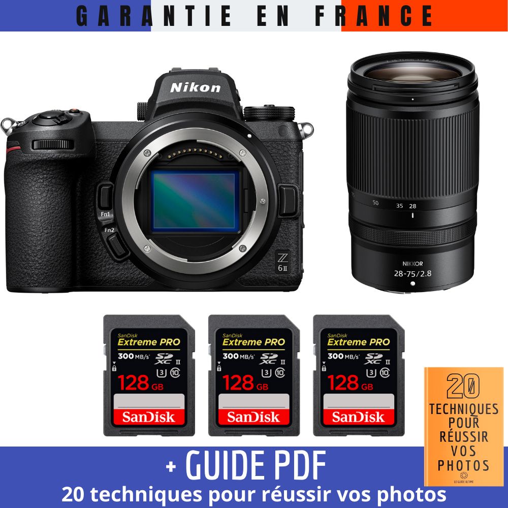 Nikon Z6 II Camera Kit with Z 28-75mm Lens and SanDisk 128GB Cards (3 Pack) + Guide: '20 Techniques for Successful Photos'