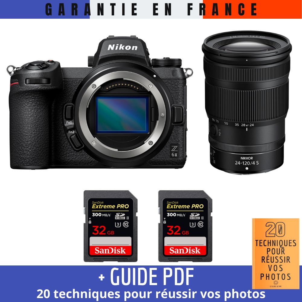 Nikon Z6 II Mirrorless Camera + Z 24-120mm f/4 S Lens + 2 SanDisk 32GB Extreme PRO UHS-II SDXC Memory Cards