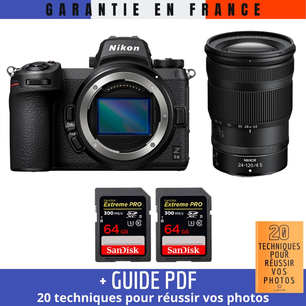 Nikon Z6 II Mirrorless Camera + Z 24-120mm f/4 S Lens + 2x 64GB SanDisk Extreme PRO UHS-II SDXC Memory Cards