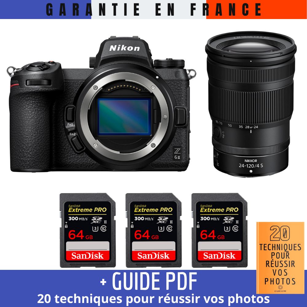 Nikon Z6 II Mirrorless Camera + Z 24-120mm f/4 S Lens + 3 SanDisk 64GB Extreme PRO UHS-II SDXC Cards