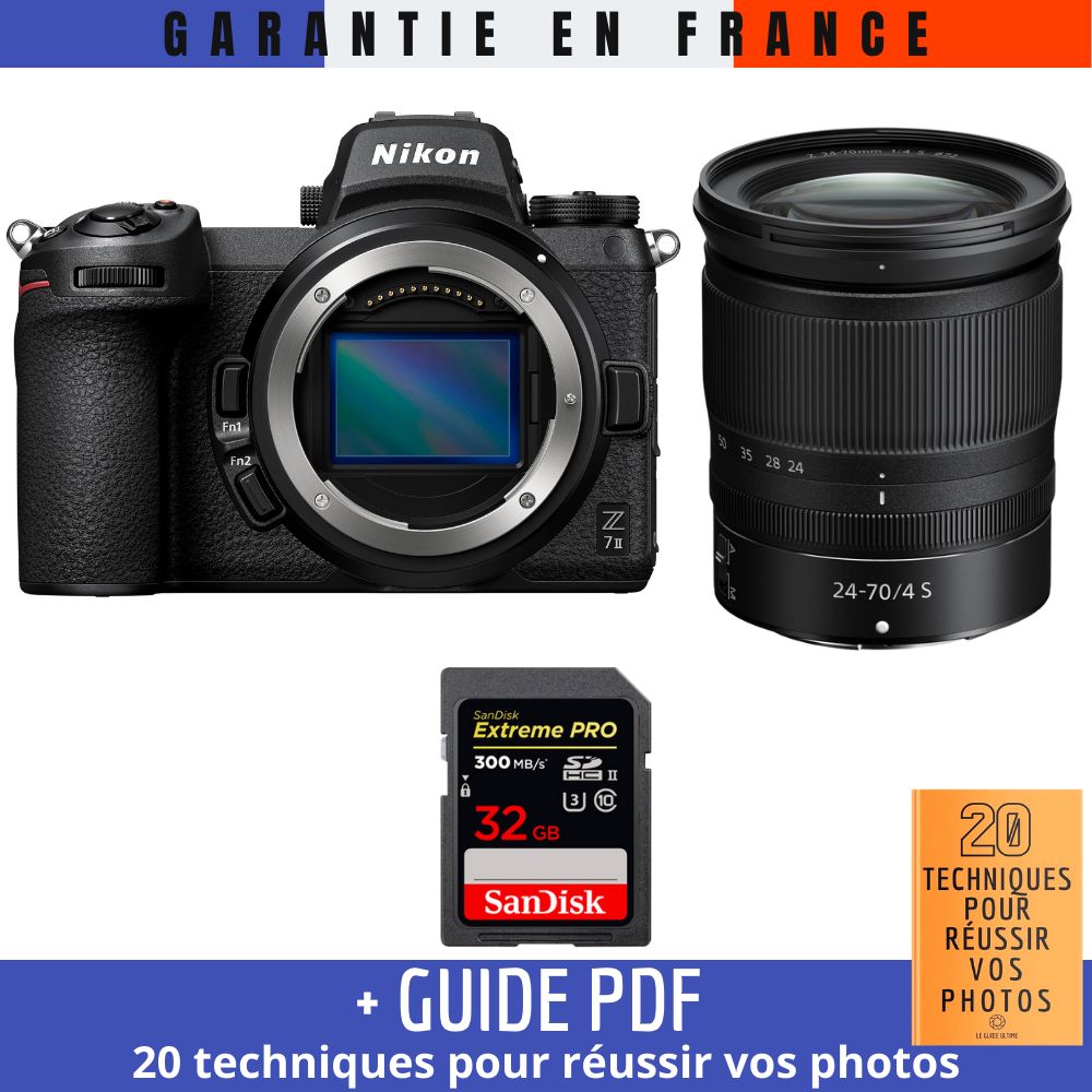 Nikon Z7 II + Z 24-70mm f/4 S Lens + 32GB SanDisk Extreme PRO UHS-II SDXC Memory Card + '20 TECHNIQUES FOR SUCCESSFUL PHOTOS' Guide