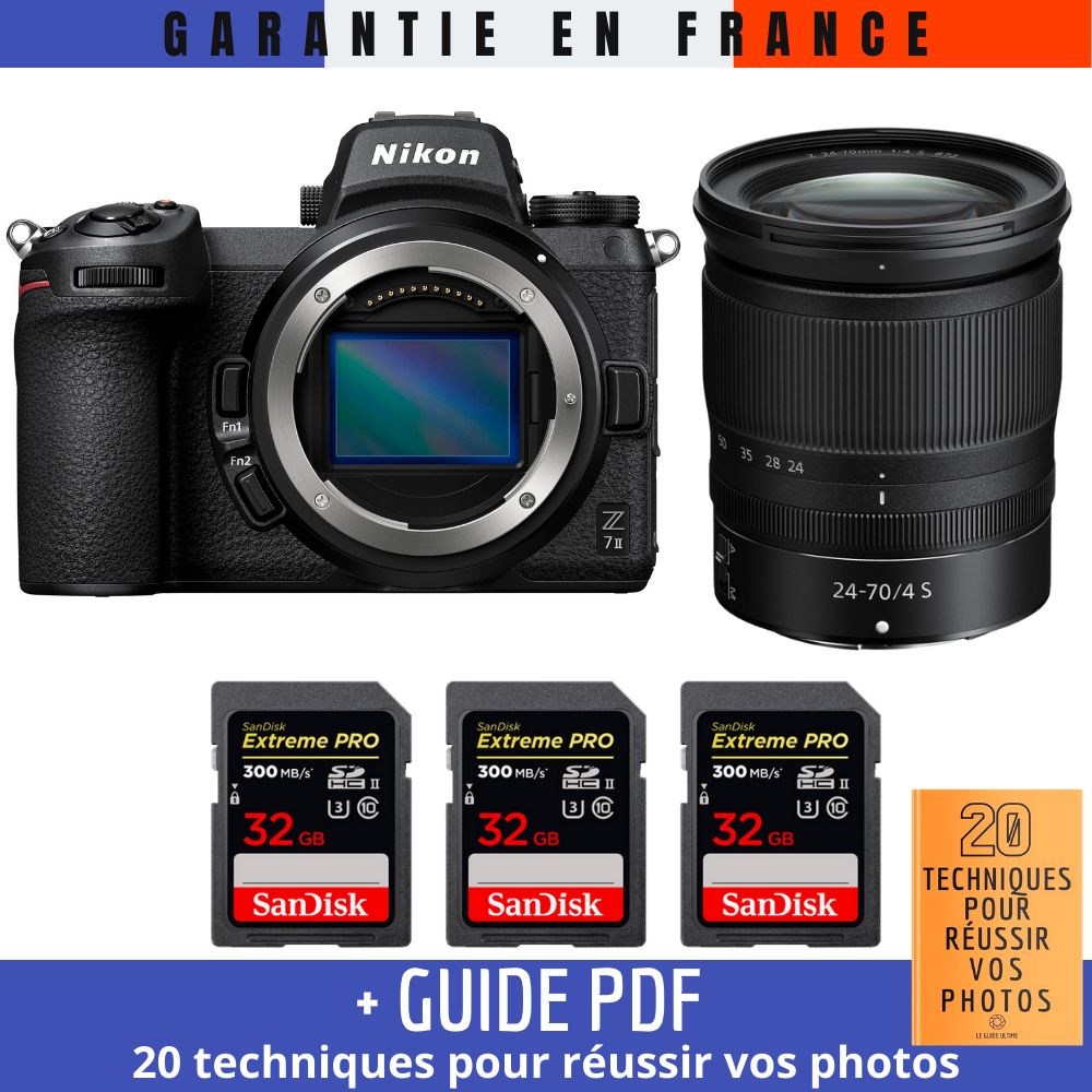Nikon Z7 II Kit with Z 24-70mm f/4 S Lens + 3 SanDisk 32GB Extreme PRO UHS-II SDXC Cards