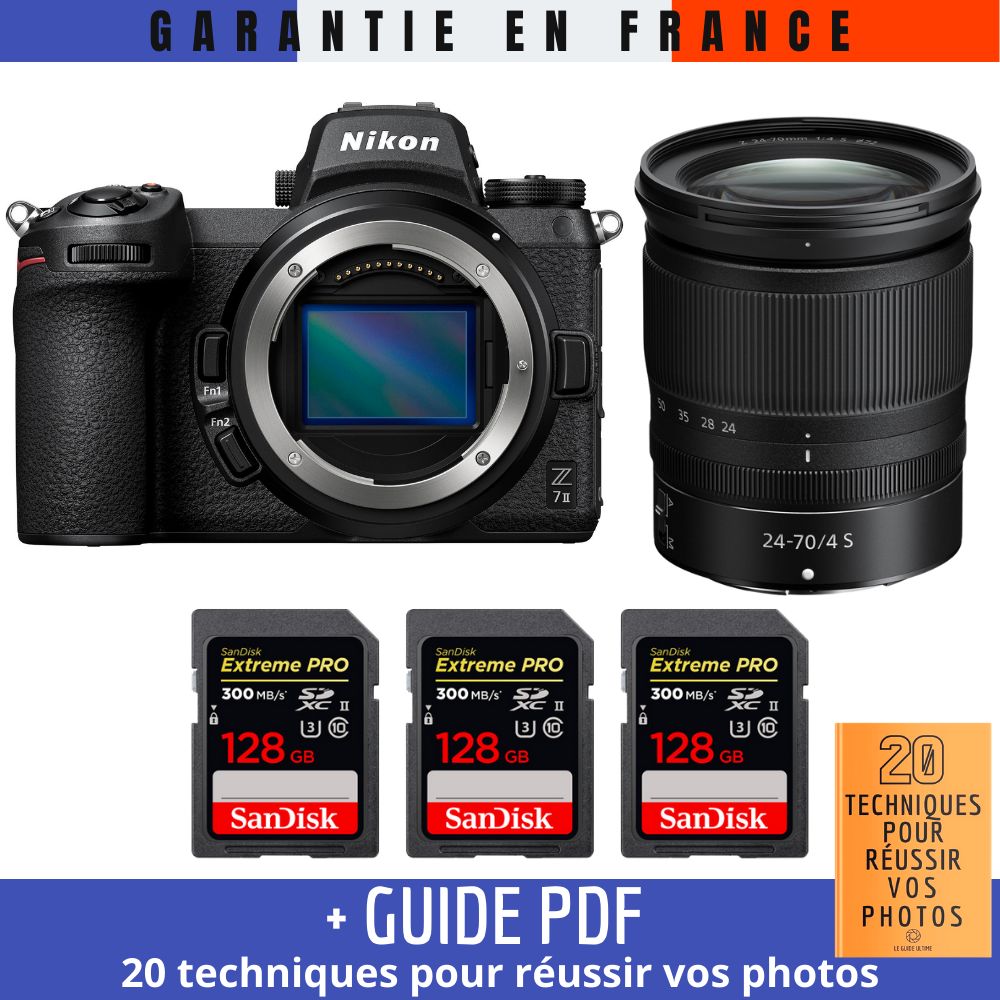 Nikon Z7 II Kit with Z 24-70mm f/4 S Lens + 3x 128GB SanDisk Extreme PRO UHS-II SDXC Cards