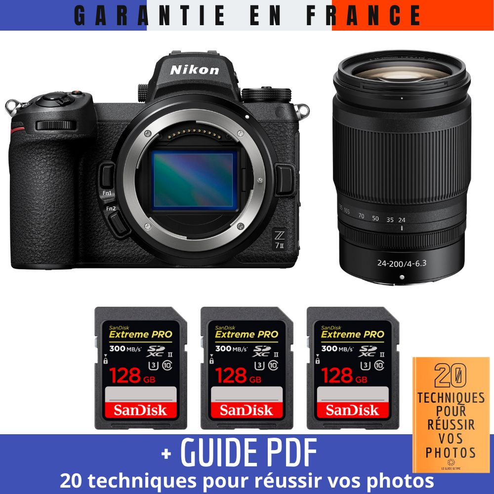 Nikon Z7 II Mirrorless Camera + Z 24-200mm f/4-6.3 VR Lens + 3 SanDisk 128GB Extreme PRO UHS-II SDXC Cards