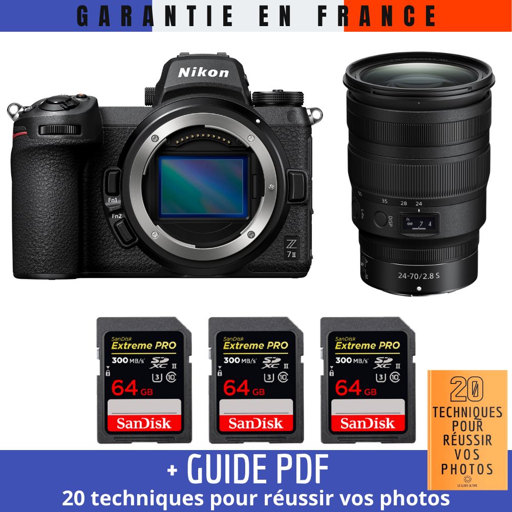 Nikon Z7 II Kit with Z 24-70mm f/2.8 S Lens + 3 SanDisk 64GB Extreme PRO UHS-II SDXC Memory Cards