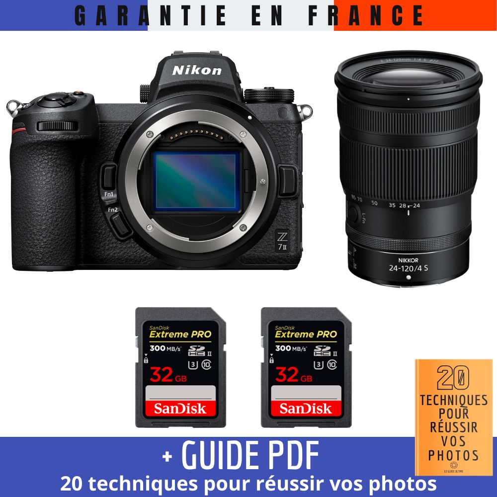 Nikon Z7 II Mirrorless Camera + Z 24-120mm f/4 S Lens + 2 SanDisk 32GB Extreme PRO UHS-II SDXC Cards