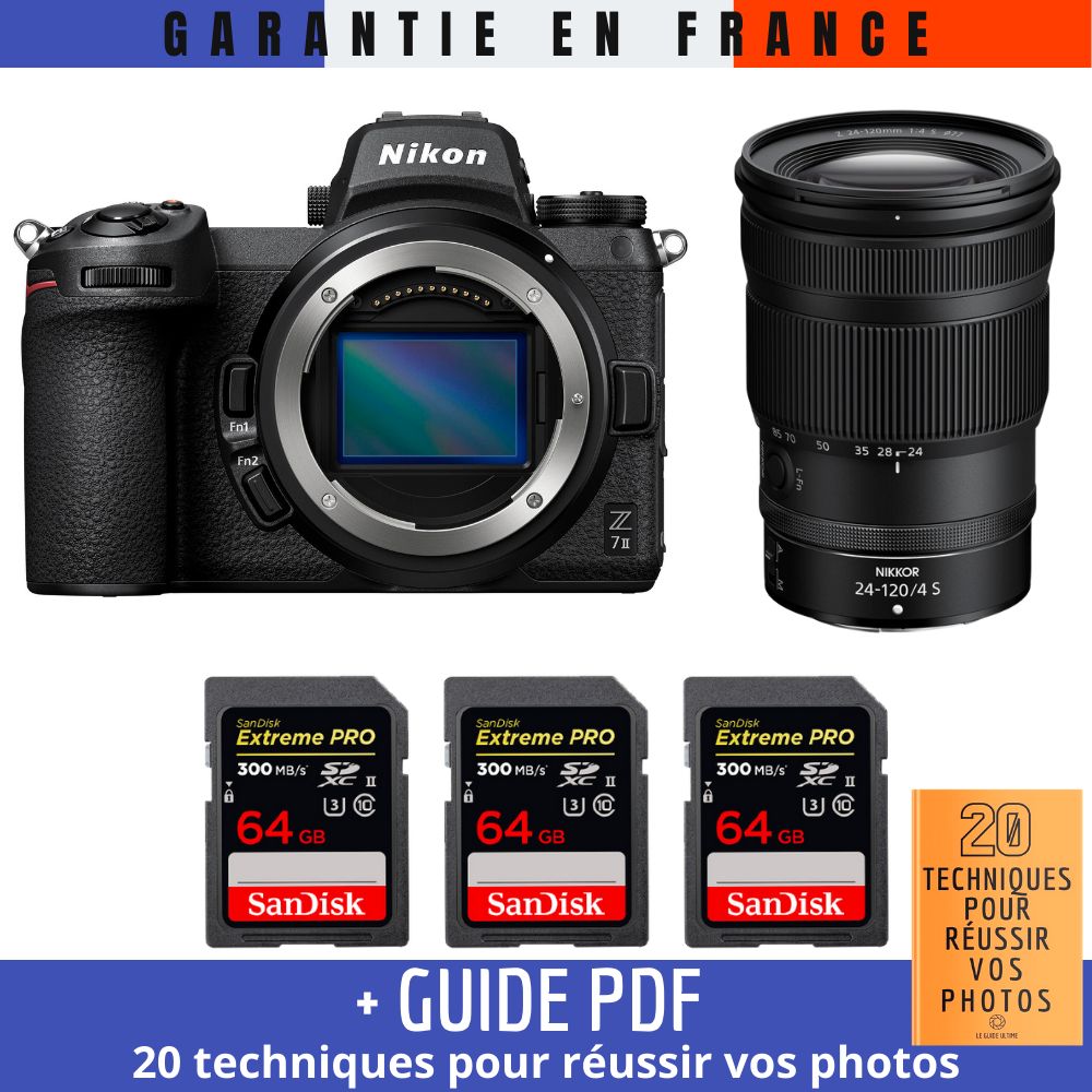 Nikon Z7 II Mirrorless Camera + Z 24-120mm f/4 S Lens + 3x 64GB SanDisk Extreme PRO UHS-II SDXC Cards