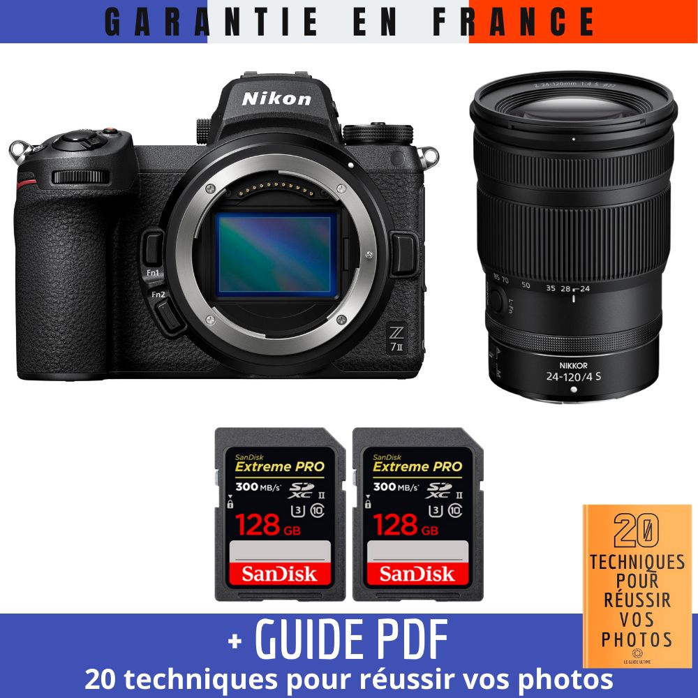 Nikon Z7 II Mirrorless Camera + Z 24-120mm f/4 S Lens + 2 SanDisk 128GB Extreme PRO UHS-II SDXC Memory Cards