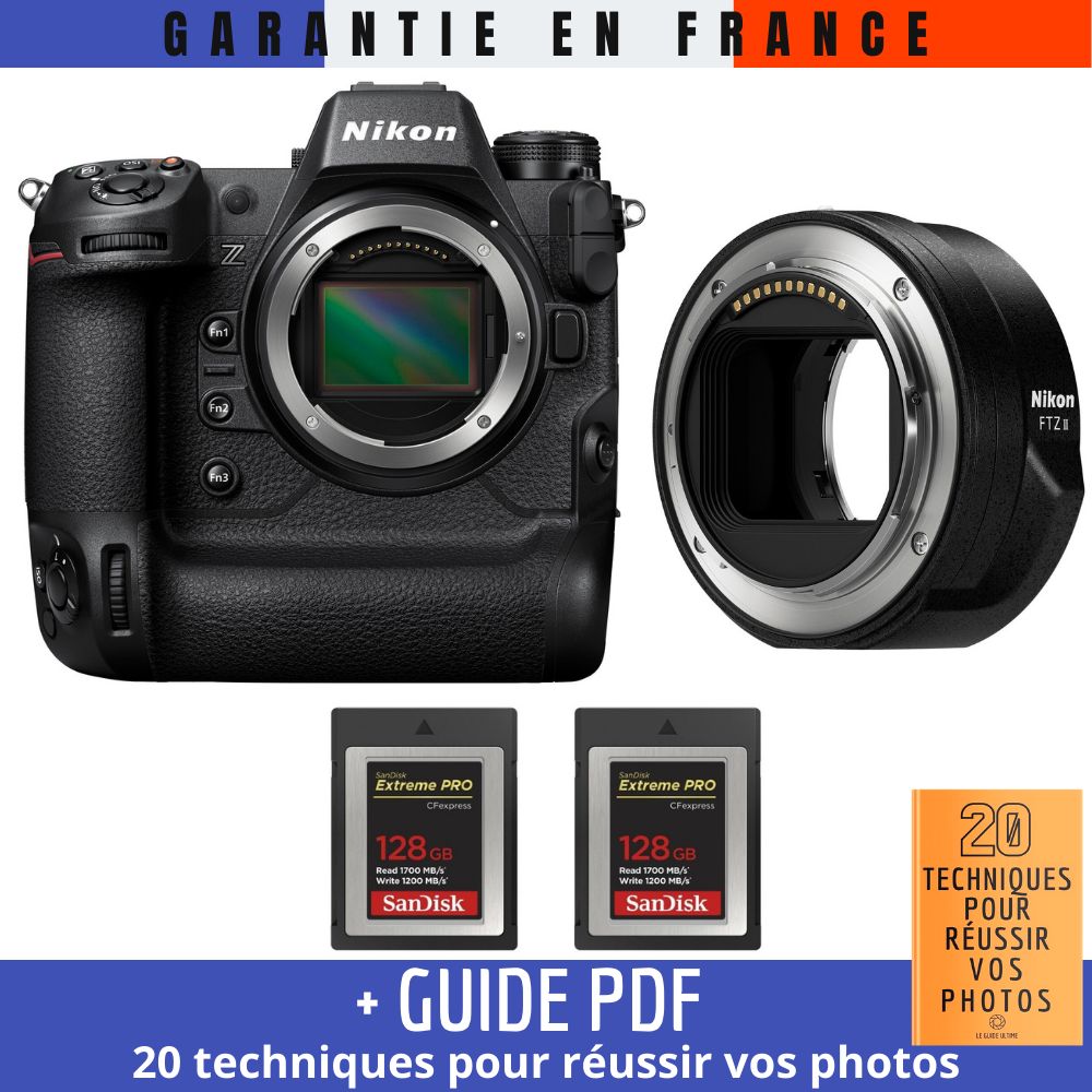 Nikon Z9 Camera Kit with FTZ II and SanDisk CFexpress Cards - 45.7MP Full-Frame, 64-25600 ISO Range