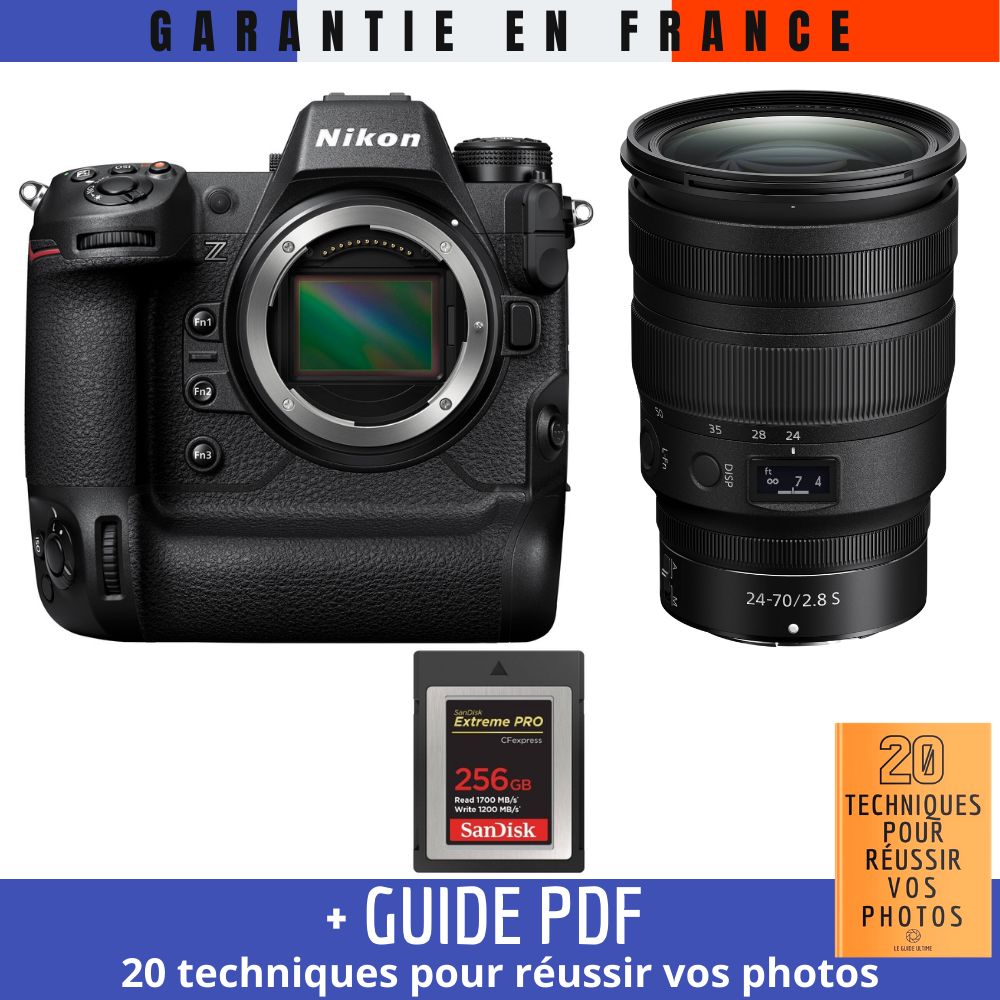 Kit Nikon Z9 avec objectif Z 24-70mm f/2.8 S et carte SanDisk 256 Go Type B