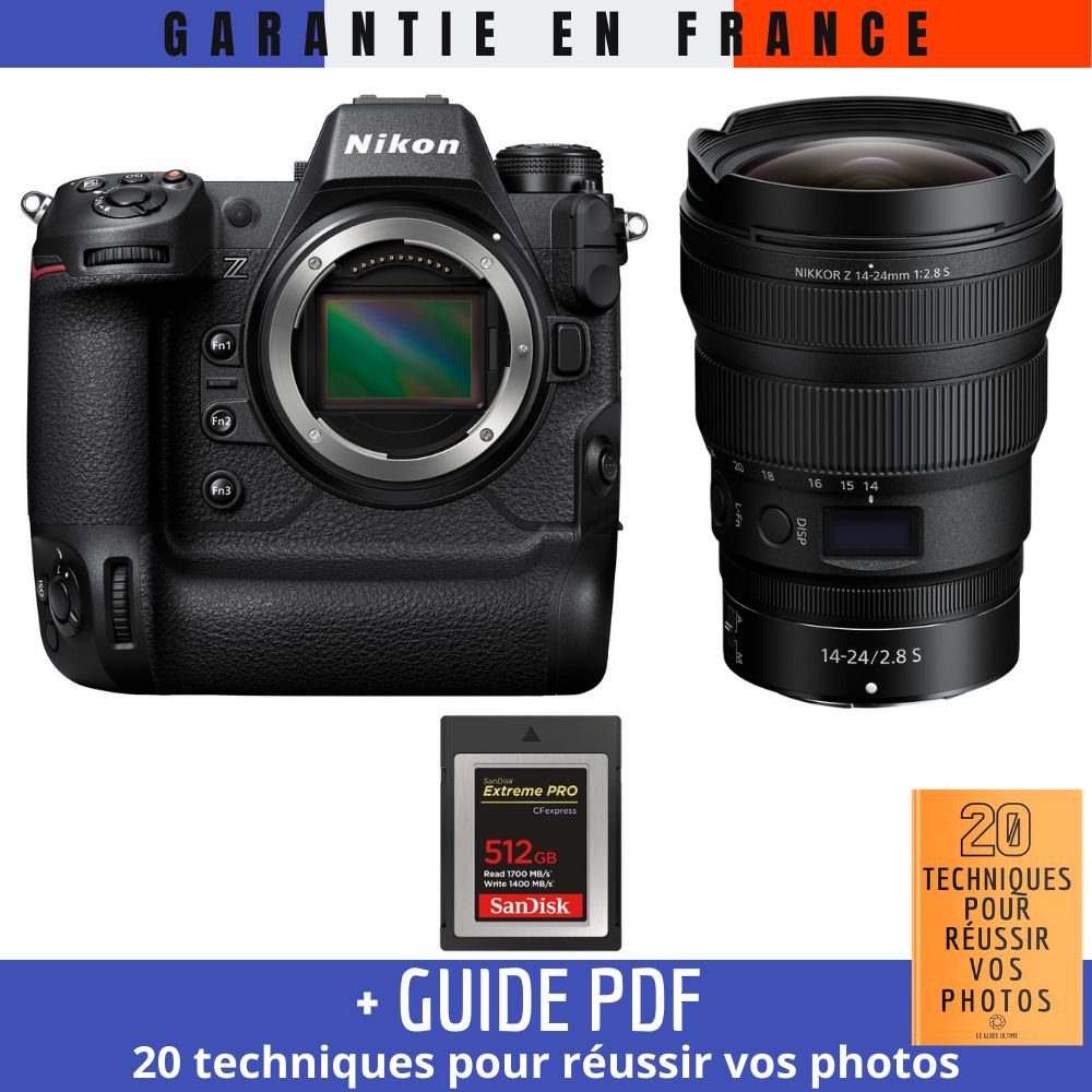 Kit Nikon Z9 con lente Z 14-24mm f/2.8 S + tarjeta SanDisk 512GB Extreme PRO CFexpress Tipo B + guía PDF: 20 TÉCNICAS PARA CONSEGUIR FOTOS EXITOSAS