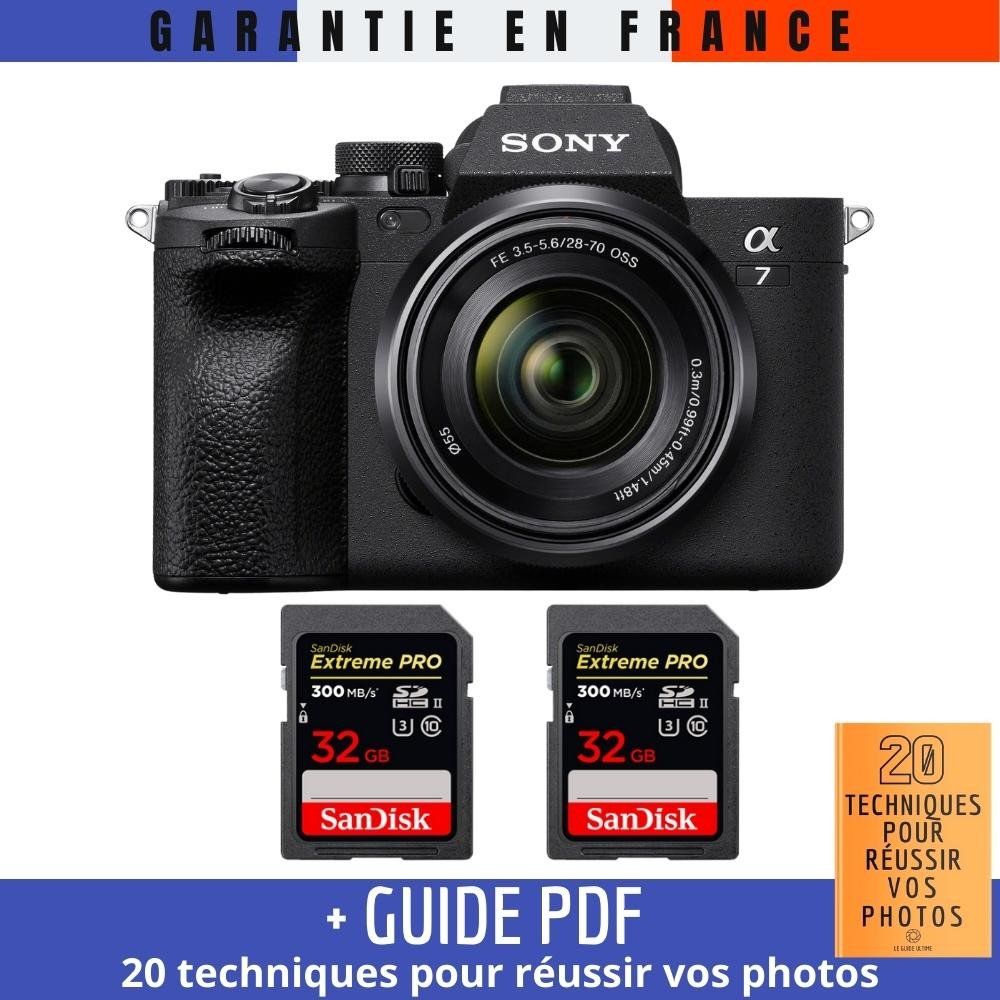 Sony A7 IV + FE 28-70mm F3.5-5.6 OSS Lens + 2 SanDisk 32GB Extreme PRO UHS-II SDXC Cards + '20 TECHNIQUES POUR RÉUSSIR VOS PHOTOS' Guide