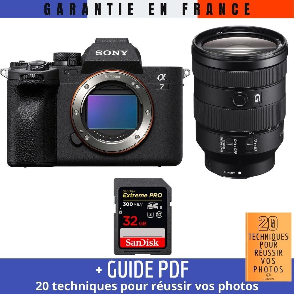 Sony A7 IV Camera with FE 24-105mm f/4 G OSS Lens + 32GB SanDisk Extreme PRO UHS-II SDXC Card + '20 TECHNIQUES POUR RÉUSSIR VOS PHOTOS' Guide