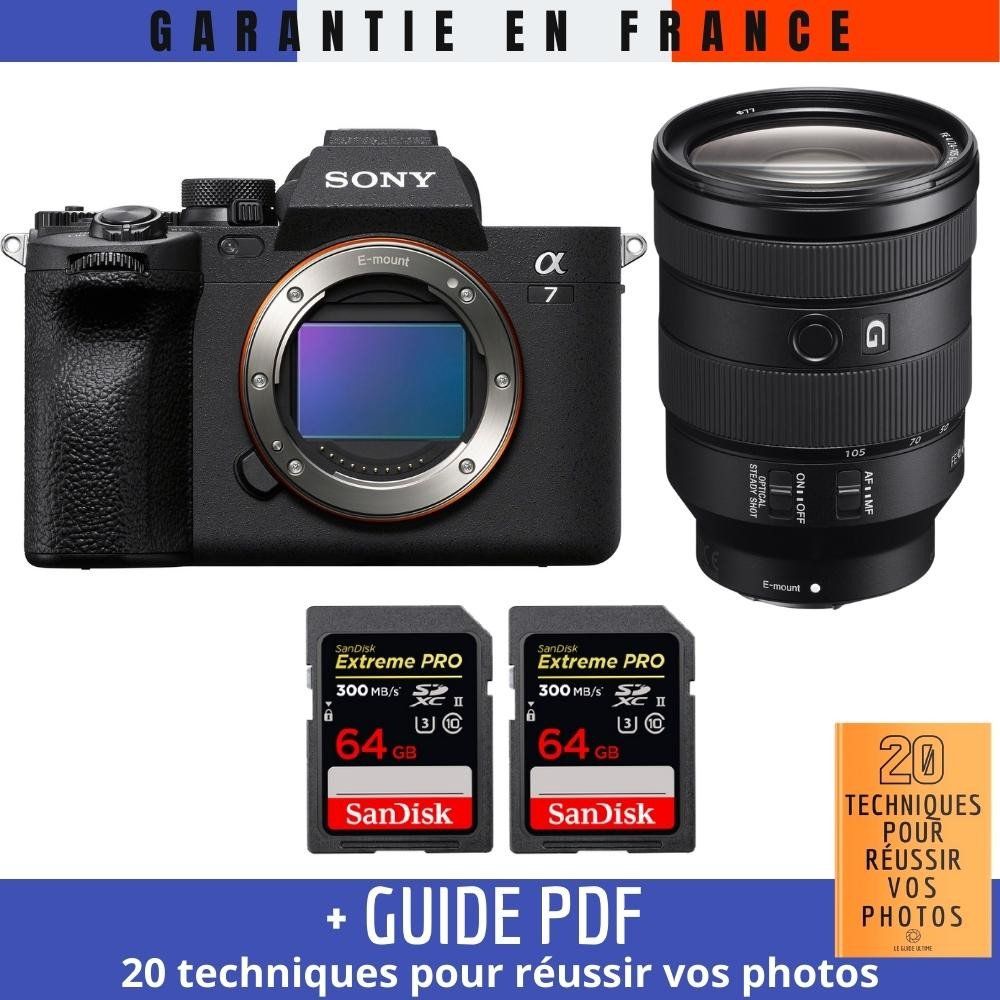 Sony A7 IV Mirrorless Camera + FE 24-105mm f/4 G OSS Lens + 2 SanDisk 64GB Extreme PRO UHS-II SDXC Cards