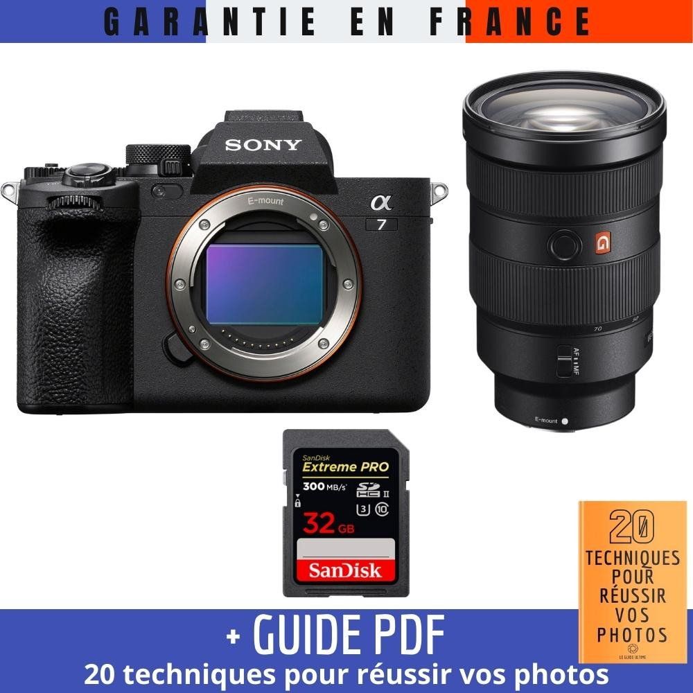 Appareil photo hybride Sony A7 IV + Objectif FE 24-70mm f/2.8 GM + Carte SDXC SanDisk 32 Go Extreme PRO UHS-II (300 Mo/s) + Guide '20 TECHNIQUES POUR RÉUSSIR VOS PHOTOS'