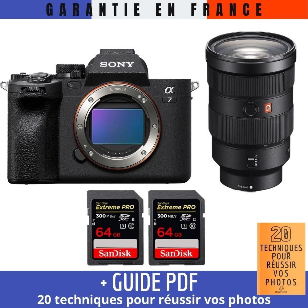 Kit Sony Alpha 7 IV avec objectif FE 24-70mm f/2.8 GM + 2 cartes mémoire SanDisk 64Go Extreme PRO UHS-II