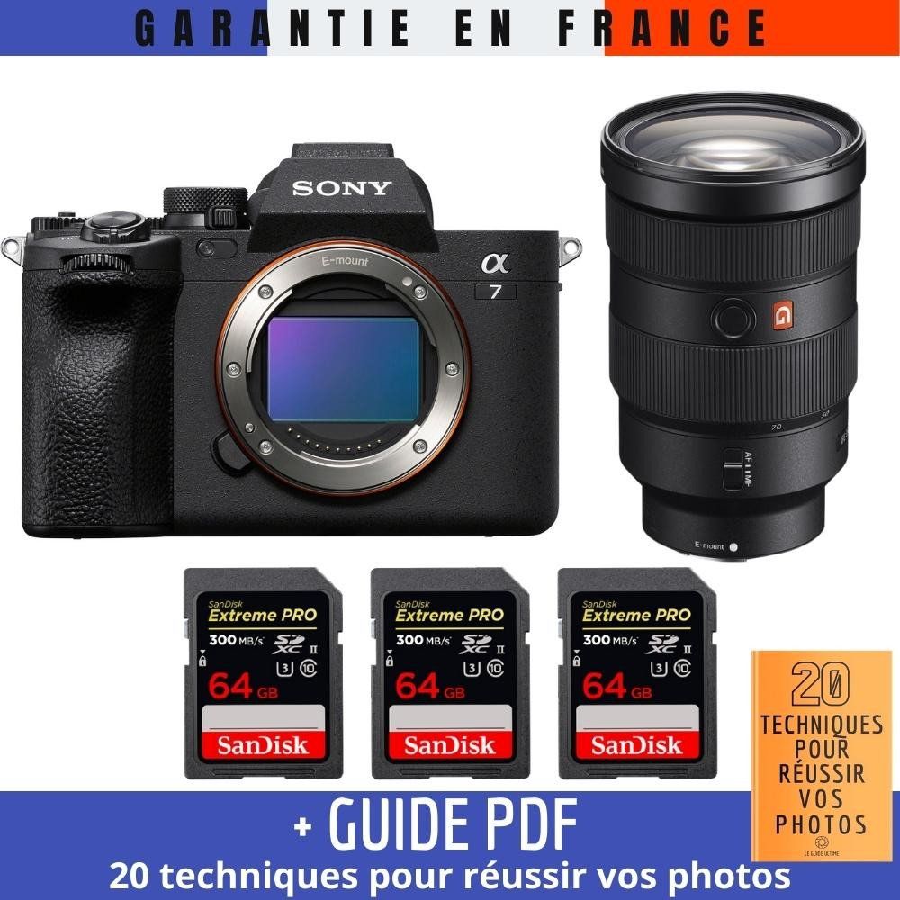 Sony Alpha 7 IV + Objectif FE 24-70mm f/2.8 GM + 3 Cartes SDXC SanDisk 64 Go Extreme PRO UHS-II 300 Mo/s