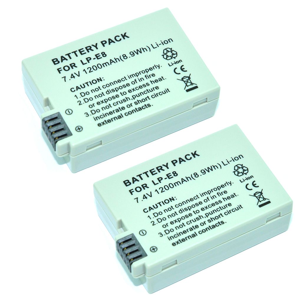 Baterías de reemplazo MP Power® LP-E8 (2x 1200 mAh) con chip de información para Canon EOS 550D, 600D, 650D, 700D