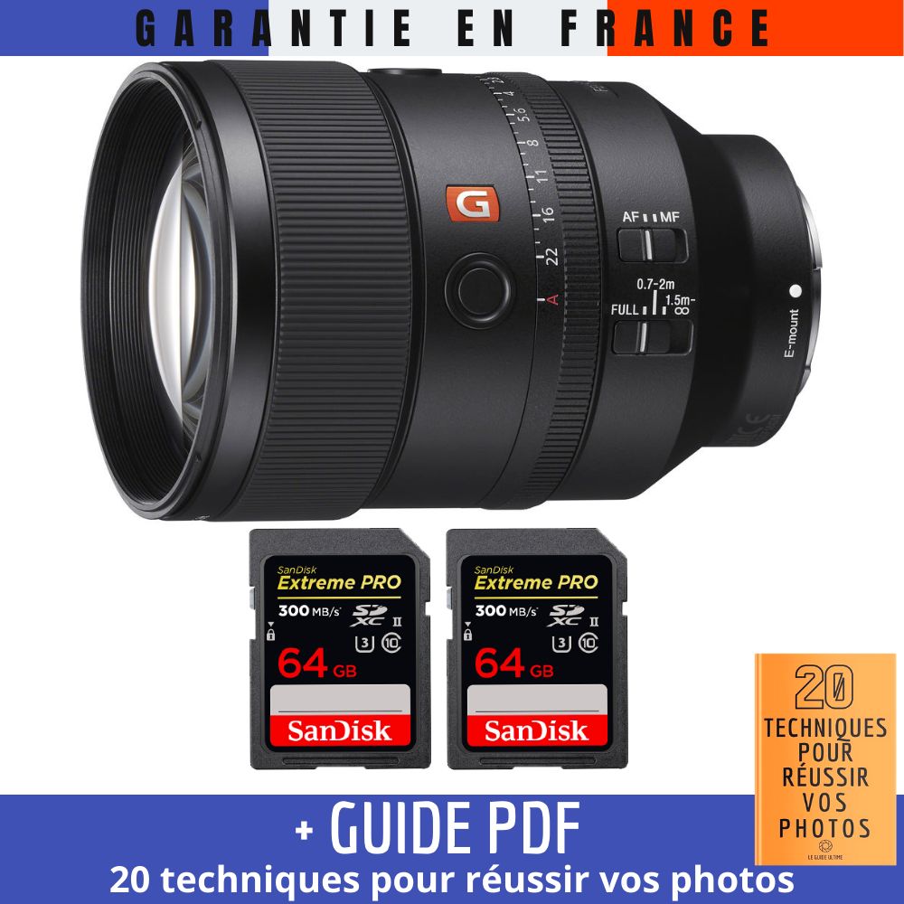 Sony FE 135mm f/1.8 GM Lens + 2 SanDisk 64GB UHS-II 300MB/s Cards + Guide PDF