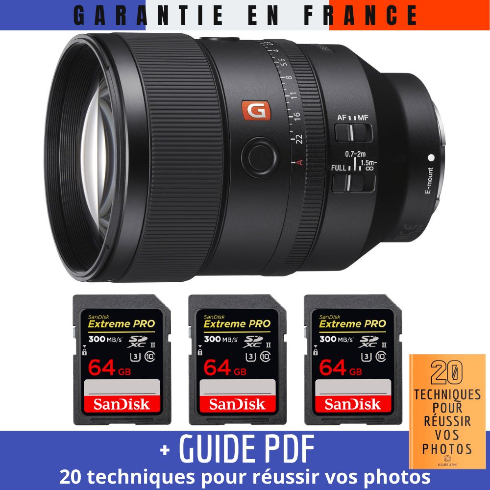 Sony FE 135mm f/1.8 GM Lens + 3 SanDisk 64GB UHS-II 300MB/s Cards + PDF Guide: 20 Techniques for Successful Photos