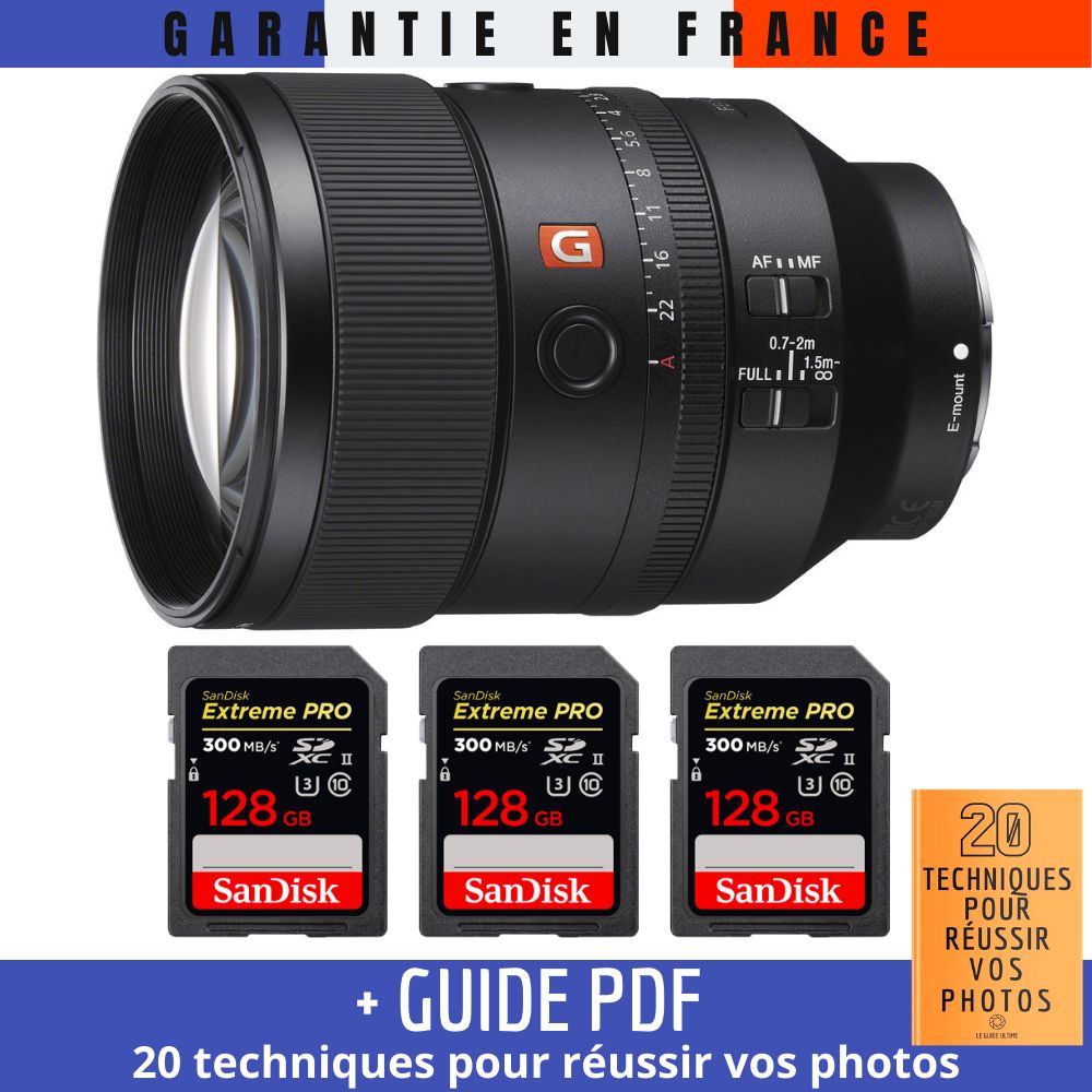 Sony FE 135mm f/1.8 GM Lens + 3 SanDisk 128GB UHS-II 300MB/s Cards + '20 Techniques for Successful Photos' Guide