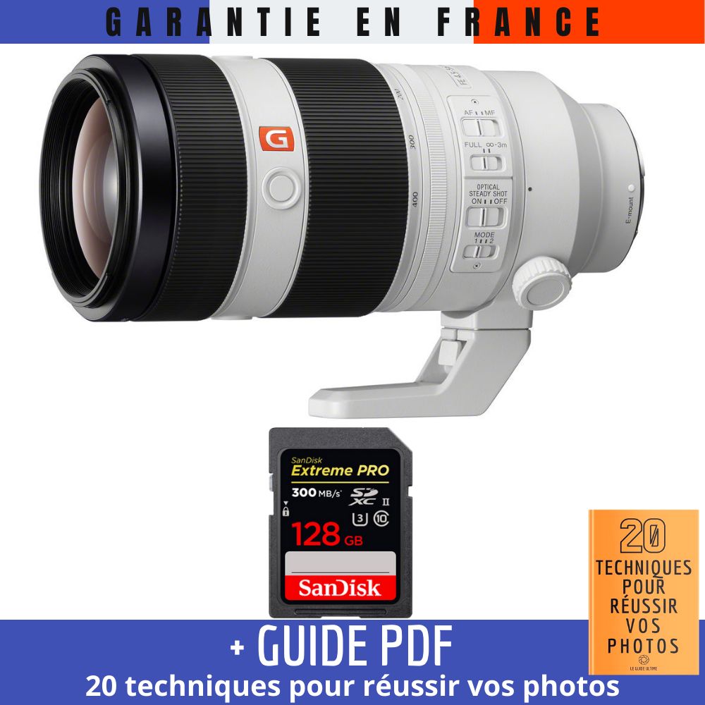 Sony FE 100-400mm f/4.5-5.6 GM OSS Lens + 128GB SanDisk UHS-II Card