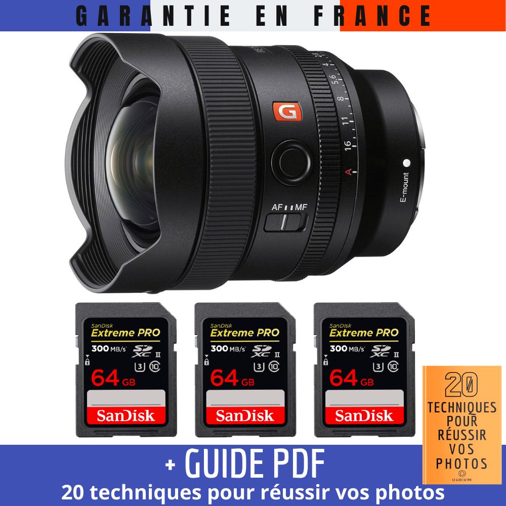 Sony FE 14mm f/1.8 GM Lens + 3 SanDisk 64GB UHS-II 300MB/s Cards + PDF Guide: 20 Techniques for Successful Photos