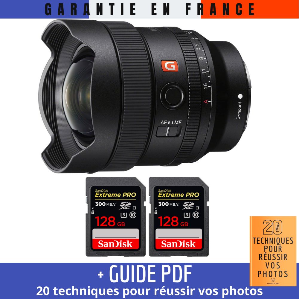 Sony FE 14mm f/1.8 GM Lens + 2 SanDisk 128GB UHS-II Cards + Guide PDF: 20 Techniques for Succeeding in Photography