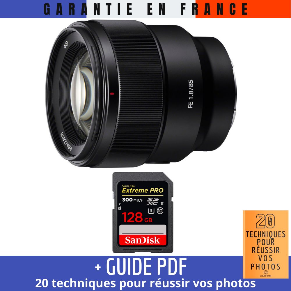 Sony FE 85mm f/1.8 Lens + 1 SanDisk 128GB Extreme PRO UHS-II SDXC Card + PDF Guide: 20 Techniques for Successful Portraits
