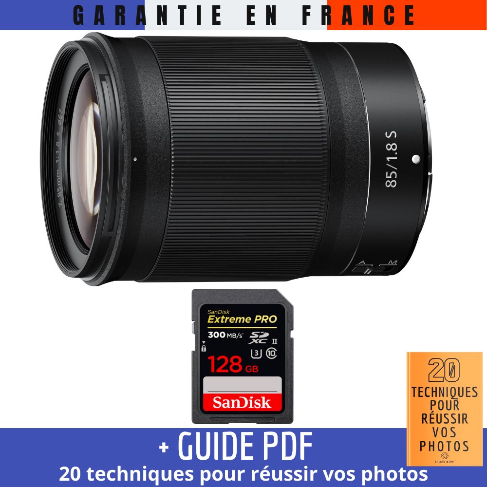Nikon Z 85mm f/1.8 S Lens + 128GB SanDisk UHS-II Card + Guide PDF (20 Techniques for Successful Photos)