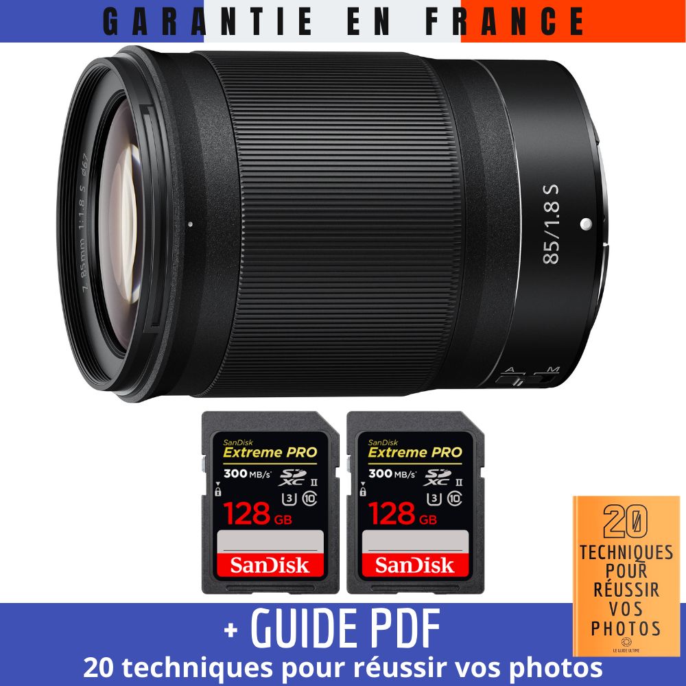 Nikon Z 85mm f/1.8 S Lens + 2x 128GB SanDisk UHS-II Cards + Guide PDF: 20 Techniques for Successful Portraits