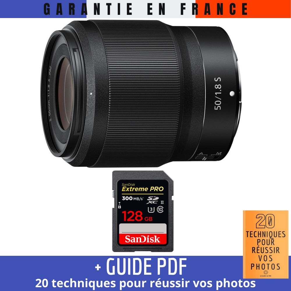 Nikon Z 50mm f/1.8 S Lens + 128GB SanDisk UHS-II Card + Guide PDF: 20 Techniques for Successful Photos