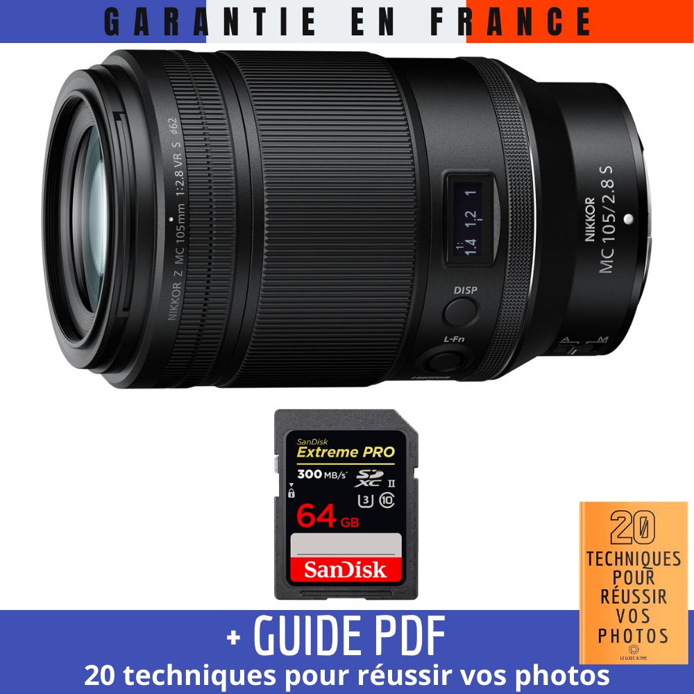 Nikon Z MC 105mm f/2.8 VR S Macro Lens + 1x 64GB SanDisk UHS-II Card + Guide PDF: 20 Techniques for Successful Photos