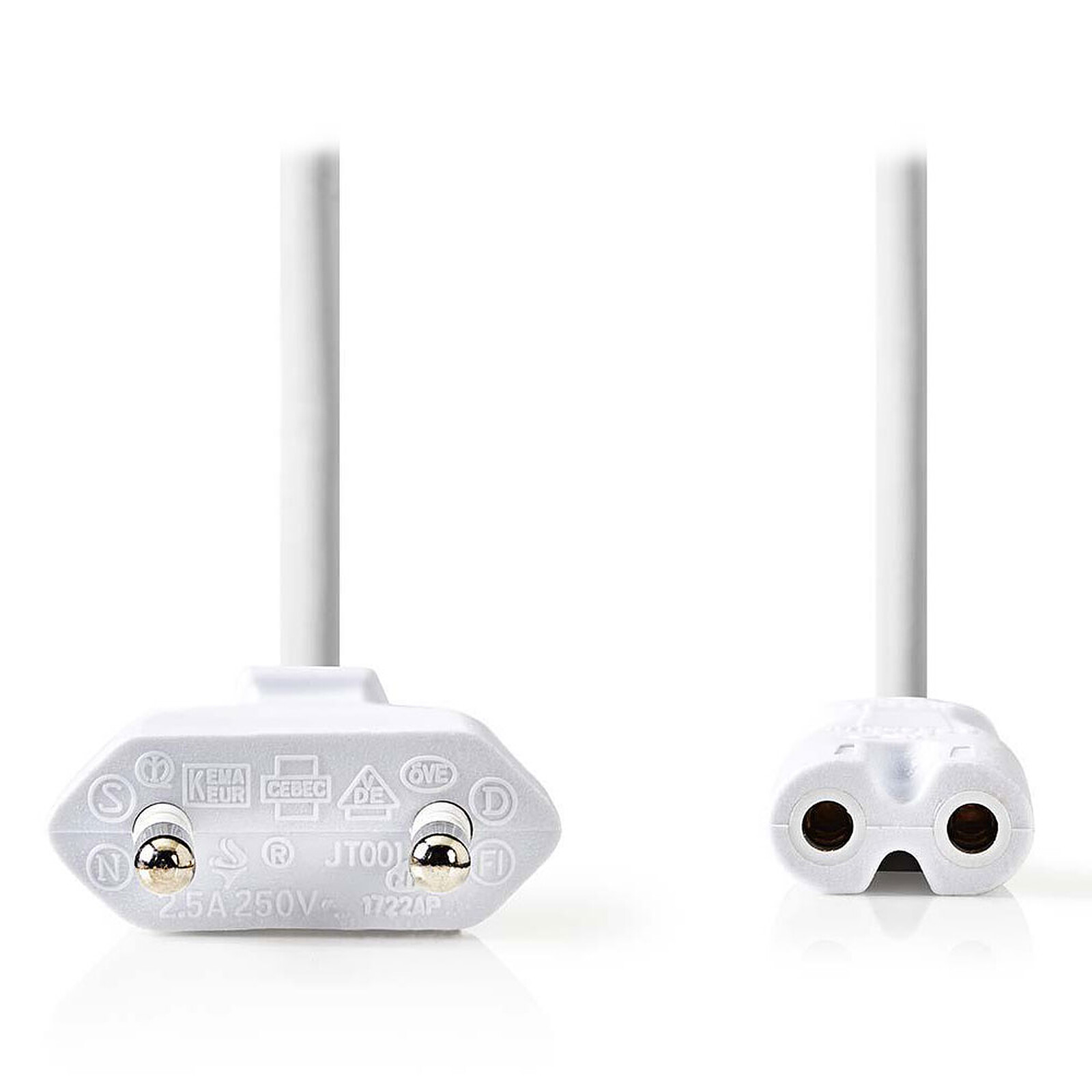 Nedis C7 bipolar power cable white - 5 mtrs