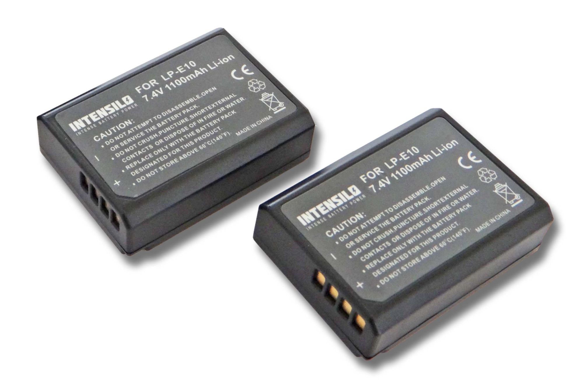 Intensilo 2x 1100mAh Li-Ion Battery (7.4V) for Canon EOS Kiss X50, Kiss X70 Camera