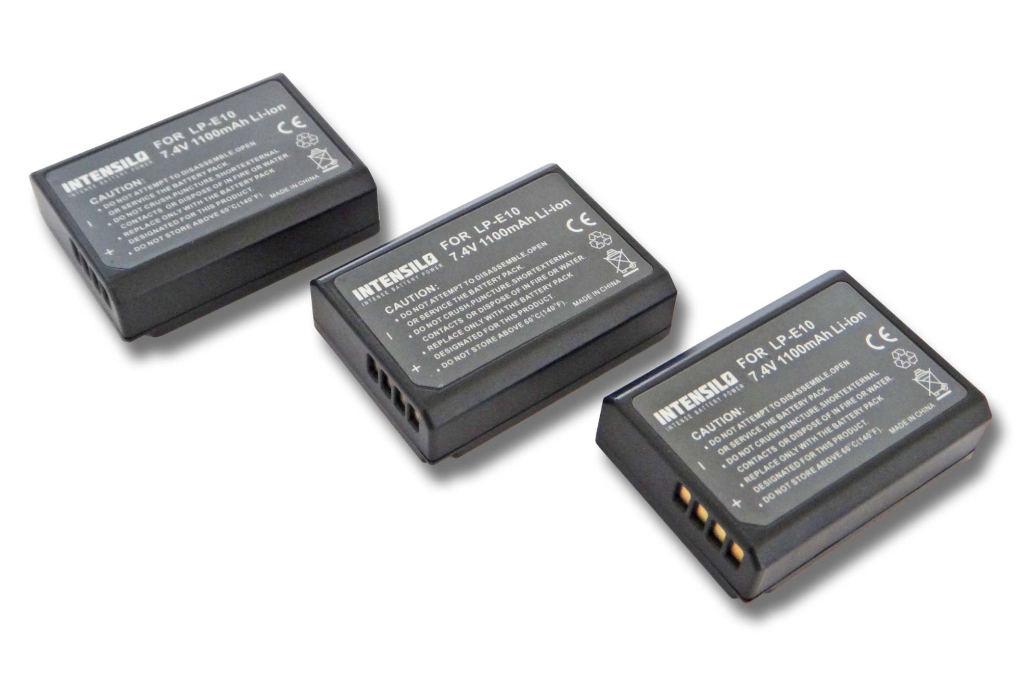 Intensilo 3x 1100mAh Li-Ion Battery (7.4V) for Canon EOS Kiss X50, Kiss X70 - LP-E10 Compatible