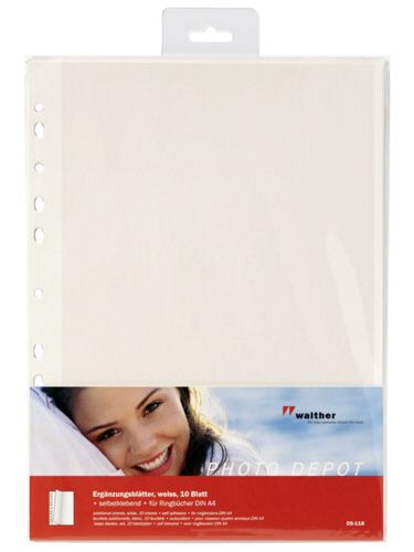 Walther Self-Adhesive Photo Paper, 10 Sheets, White, DS118